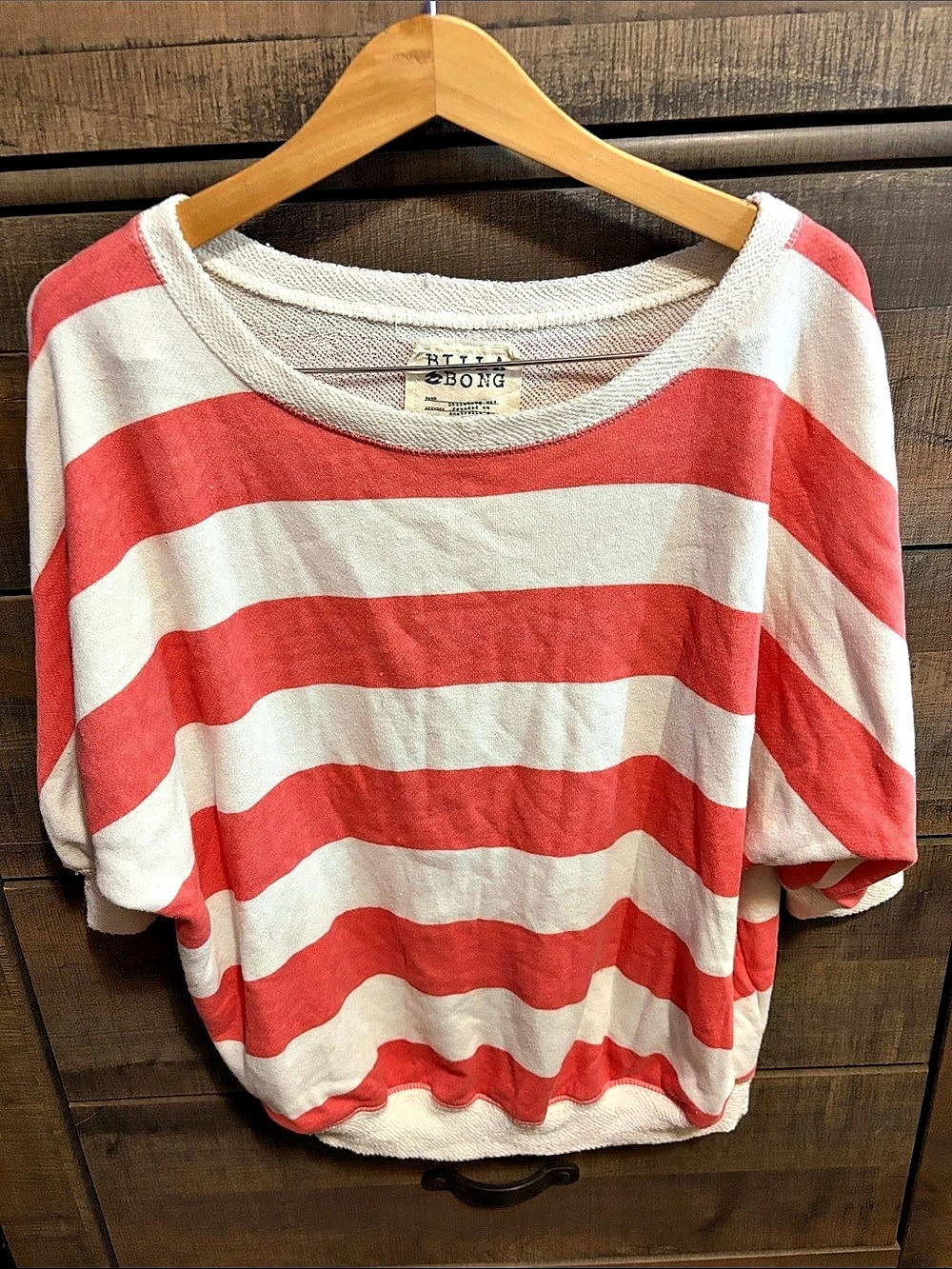 Billabong Striped Top Red & Cream Size Medium